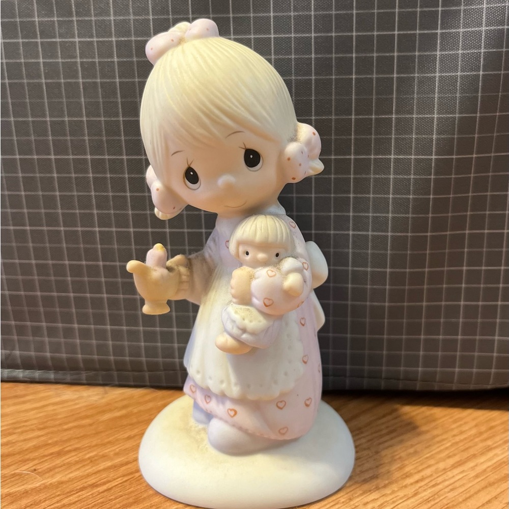 Precious Moments “Jesus is the Light”  with Child - Cream and Pink Accents